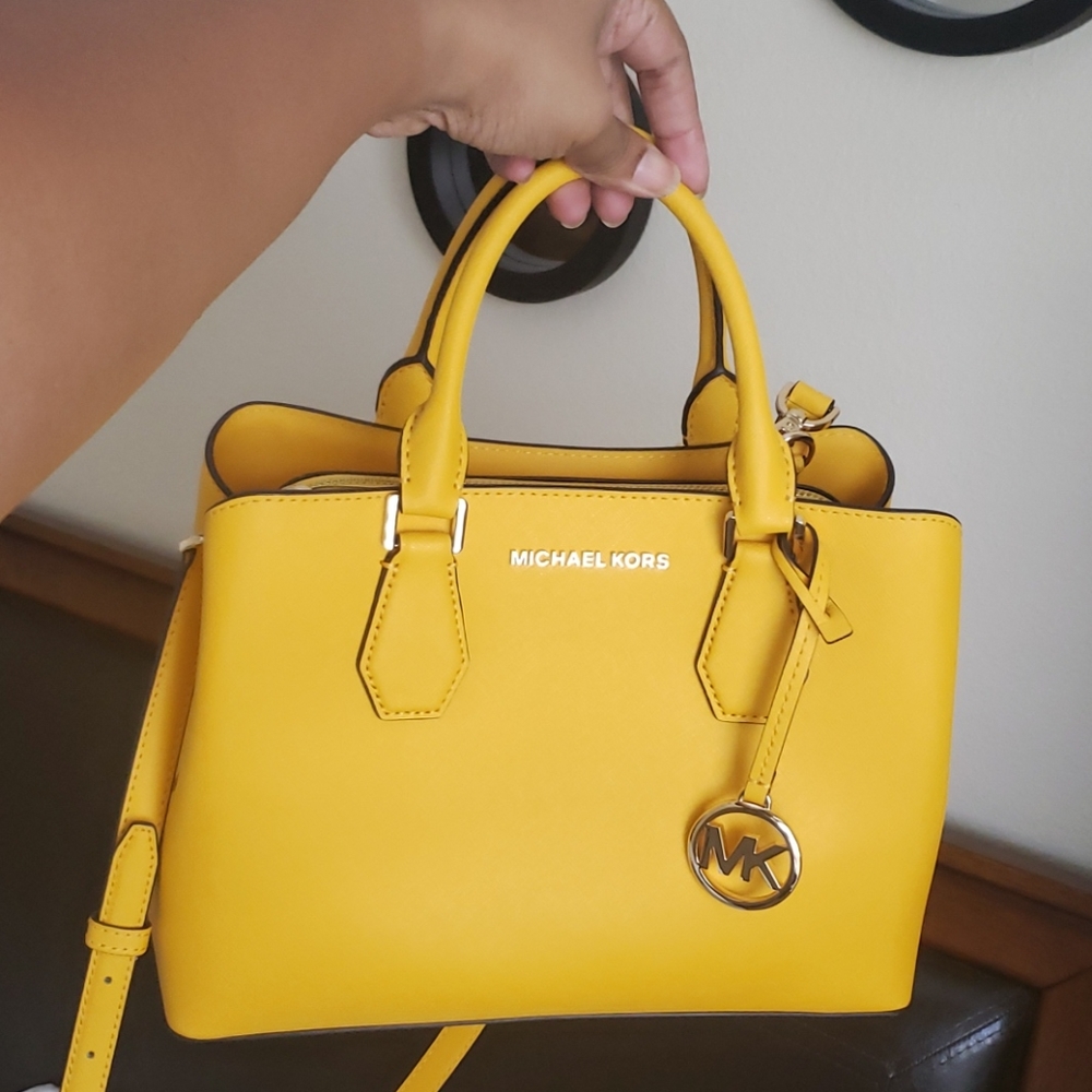 Michael Kors Saffiano Leather Fall Yellow Satchel - Picture 5 of 16